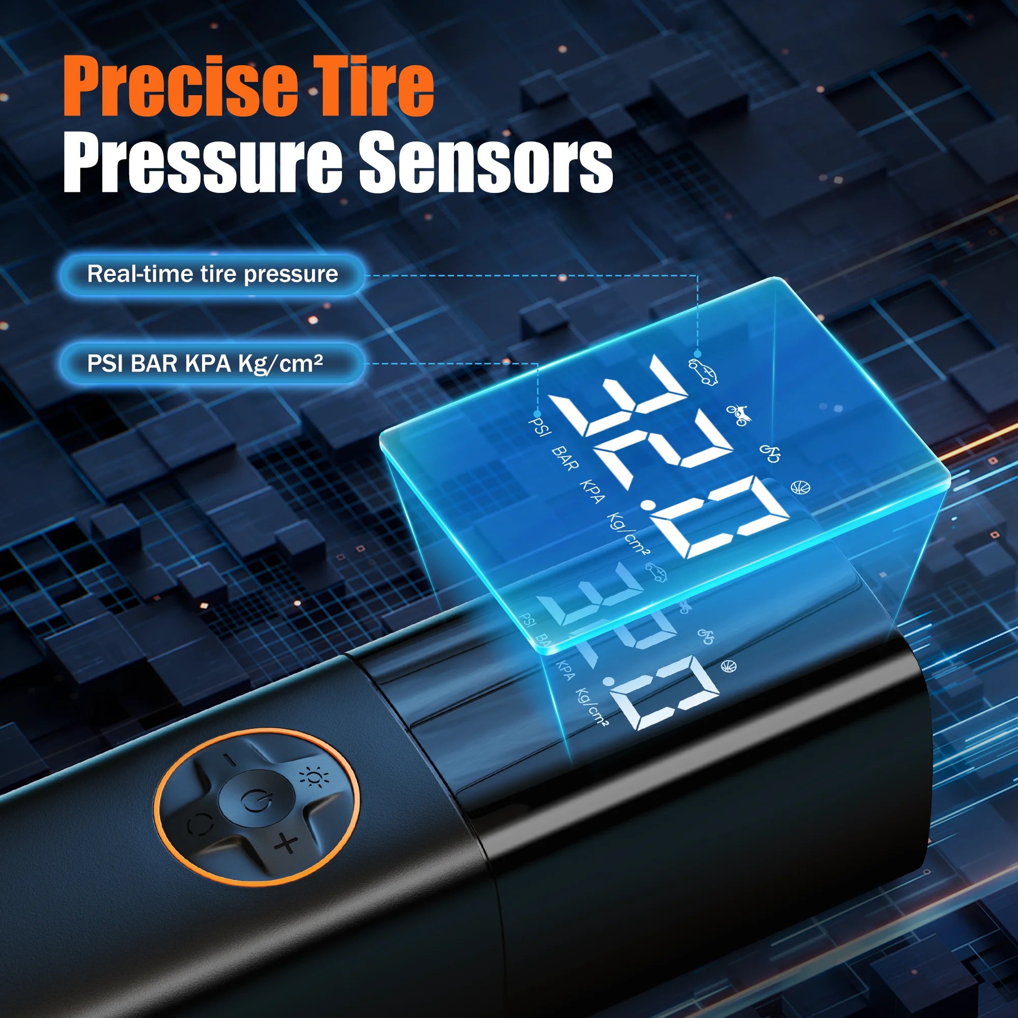 Tire Inflator Portable Air Compressor, Cordless 150PSI Car Air Pump with Digital Dual Screen, Small Car Tire Inflator with LED for Car, Bike, Ball