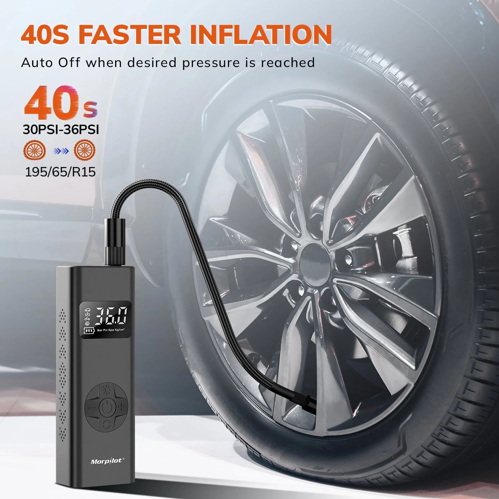Portable Tire Inflator and Air Compressor, 3-150 PSI 12V DC Electric Pump with Tire Pressure Gauge and LED Light for Cars, SUVs, ATVs, Motorcycles, and Bicycles