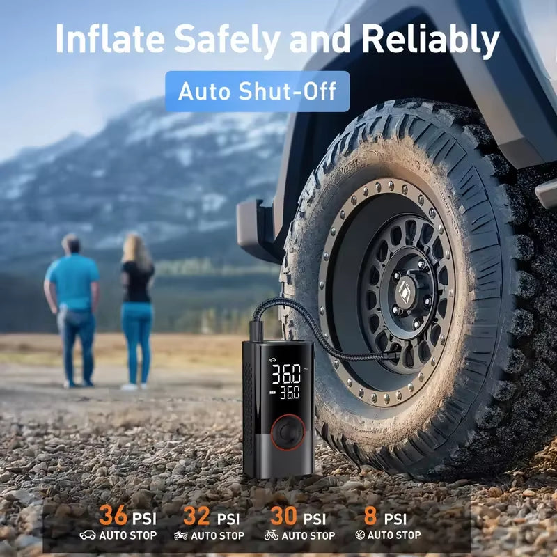 LEIBOO 150PSI Smart Air Pump Tire Inflator Portable Air Compressor with Digital Pressure Gauge for Car Bike Motorcycle Ball